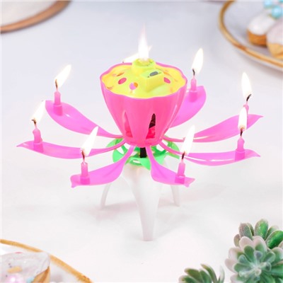 Свеча для торта музыкальная «Тюльпан», розовая, 12×5 см