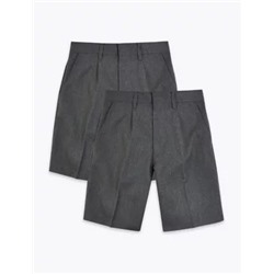 2pk Boys' Front Pleat School Shorts (2-14 Yrs)