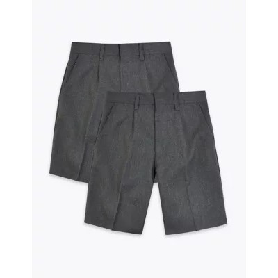 2pk Boys' Front Pleat School Shorts (2-14 Yrs)