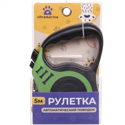 Поводок-рулетка "Дог" 5м до 15кг цвет зеленый