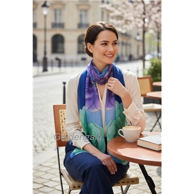 Шарф шифоновый с цветочным рисунком 3D Арт М52/7