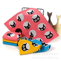 Zhiyang Cartoon round face cat Three-layer gauze square towel Hand towel Manufacturer wholesale kitchen towel