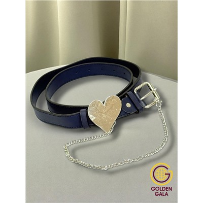 Ремень двусторонний синий из эко кожи 2,8х115 см Р25