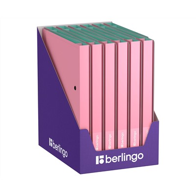 Папка на 2 кольцах Berlingo "Haze" А4, 24мм, 600мкм, D-кольца, с внутр. карманом, розовая, софт-тач