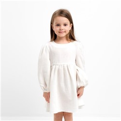 Платье детское с длинным рукавом KAFTAN "Муслин", размер 26 (80-86 см), цвет белый