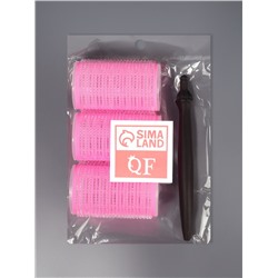 Бигуди «Липучка», с насадкой, d=4 см, 3 шт., розовые