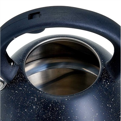 Чайник со свистком 3 л из нержавеющей стали, капсулированное дно WEBBER BE-0574 черный мрамор