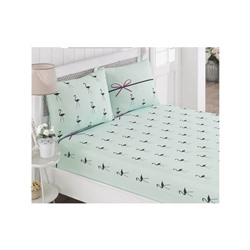 1+1 100x200 см. 1 сп. Простынь на Резинке с Наволочкой Flamingo Mint