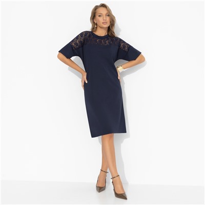 Платье-футляр комбинированное с кружевом, Модный эверест