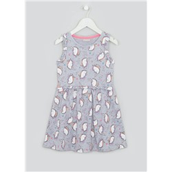 Girls Grey Sleeveless Unicorn Print Dress (4-13yrs)