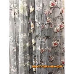 Тюль печать цветы