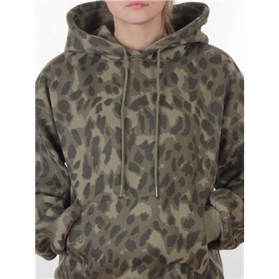 868-6 GREEN/LEOPARD Костюм спортивный зимний женский (95% хлопок, 5% полиэстер)