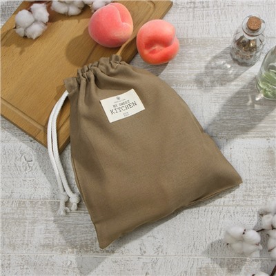 Мешочек текстильный Этель ECO, оливковый, 27×34 см, 70% хлопок, 30% лён, 190 г/м²
