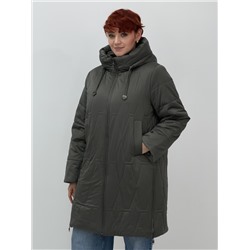 Пальто зимнее утепленное женское большого размера зеленого цвета 7699Z