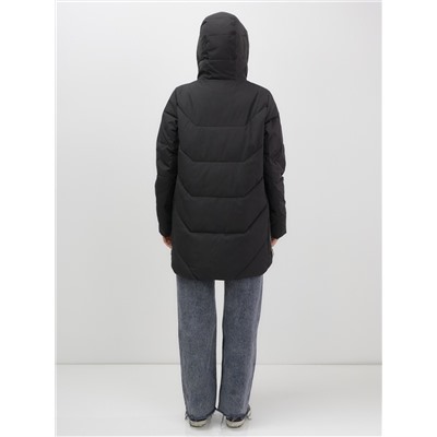 Куртка женская демисезонная с капюшоном черного цвета 1139Ch