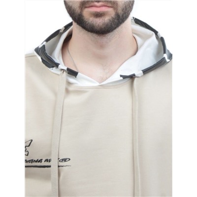 2702 BEIGE/WHITE Толстовка мужская (75% хлопок, 20% полиэстер, 5% спандекс)