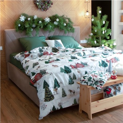 Постельное бельё "Этель" Winter ranch 1.5 сп 143х215 см,150х214 см, 70х70 см 2 шт,поплин 125 г/м2