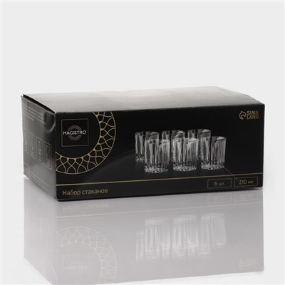 Стаканы Magistro «Богема. Полоса», 310 мл, 8.3×7.7×9 см, набор 6 шт., стекло, прозрачные