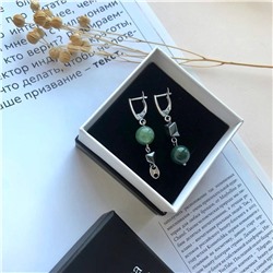 Серьги с зелёной яшмой и гематитом