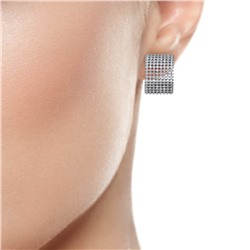 Серьги с фианитом родированные серебро 925*