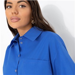 Рубашка с декоративной спинкой, Создала себя сама (синяя)