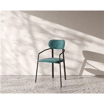 Стул Ror, Round, велюр, черный/зеленый