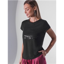 Нарядная футболка с принтом пайетками