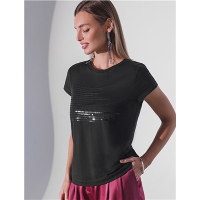 Нарядная футболка с принтом пайетками