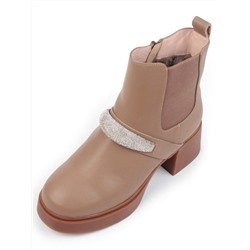 04-M904A 987-31M-2 DK. BEIGE Ботинки зимние женские (натуральная кожа, натуральный мех)