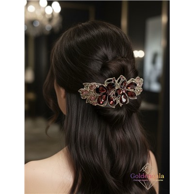 Заколка автомат для волос с кристаллами 6 штук  «Блеск элегантности» ЭЛЗ10/07