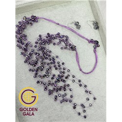 Комплект бижутерии "Хрустальная россыпь" , цвет фиолетовый перламутр