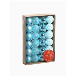 Ёлочные игрушки «Традиция», шары новогодние, d=3 см, набор 24 шт., треск, голубой