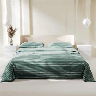 Постельное бельё Этель 1.5сп Mint stripes 143х215 см,150х214 см,70х70см-2 шт, 100% хлопок,поплин