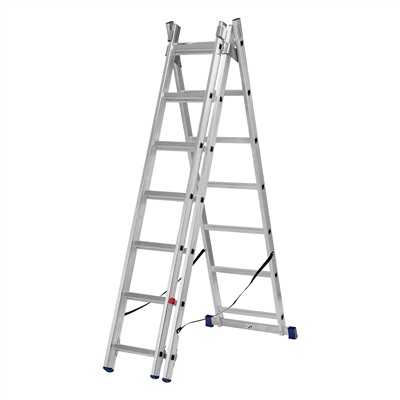 Лестница, 3 х 7 ступеней, алюминиевая, трехсекционная, Сибртех
