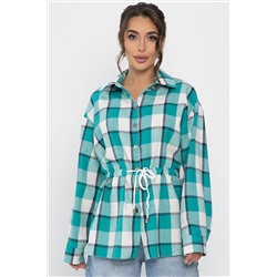 Рубашка хлопковая Джанет (бело-зеленая) Б14270-4М