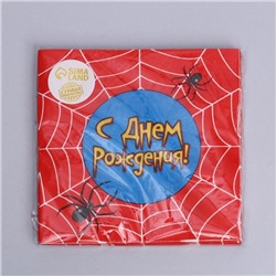 Набор бумажных салфеток «С днём рождения», паутина, 33х33, 20 шт.