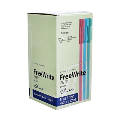 Ручка шариковая BrunoVisconti FreeWrite Zefir, 0.7мм, стерж/син МИКС
