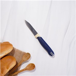 Нож для овощей кухонный Доляна «Страйп», зубчатое лезвие 7.5 см, синий