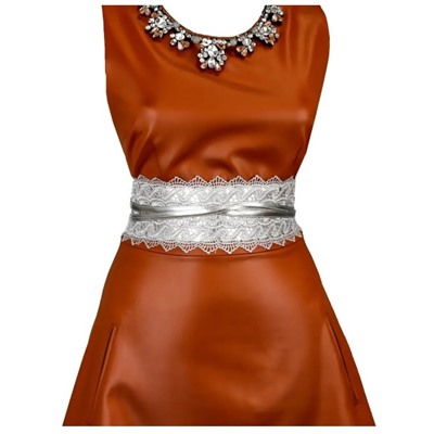 Ремень женский пояс кушак широкий с кружевом тип 3