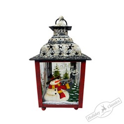Фонарь декоративный заснеженный "Наилучшие пожелания на Рождество" (металл/стекло) 13х13х24,5 см