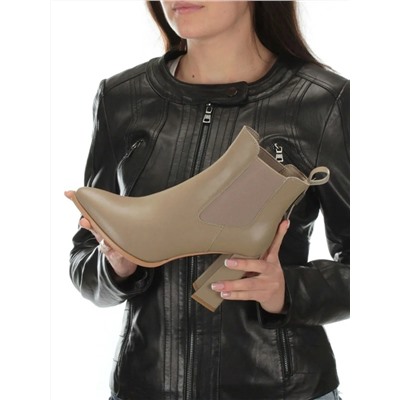 01-PCT168-2 DK.BEIGE Ботинки Челси демисезонные женские (натуральная кожа, байка)