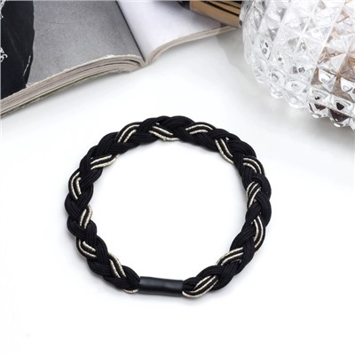 Резинка для волос «Спорт элит», косичка блеск, 5 см, чёрная