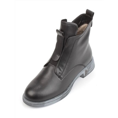 04-M3-867 BLACK Ботинки зимние женские (натуральная кожа, натуральный мех)