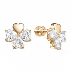 Серьги с фианитом позолоченные серебро 925*