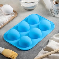 Форма для выпечки Доляна «Полусферы», силикон, 24×16 см, 6 ячеек, d=5.5 см, МИКС