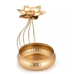 Подсвечник в виде Лотоса с Чашей Урли, Lotus Tealight with Base of Urli Bowl, произв. CraftVatika