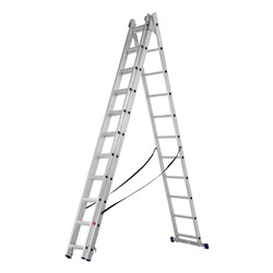 Лестница, 3 х 11 ступеней, алюминиевая, трехсекционная, Сибртех