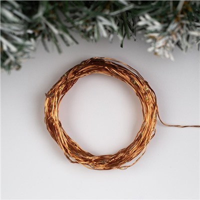 УЦЕНКА Гирлянда «Нить» 10 м роса, IP20, медная нить, 100 LED, свечение белое, 12 В