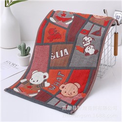 Gauze soft breathable towel for face, with little bears, wholesale