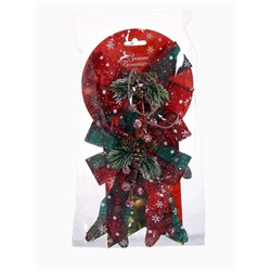 Ёлочные игрушки 2 шт. «Зимнее волшебство. Бант» пластик, клетка, 12×14 см, красный